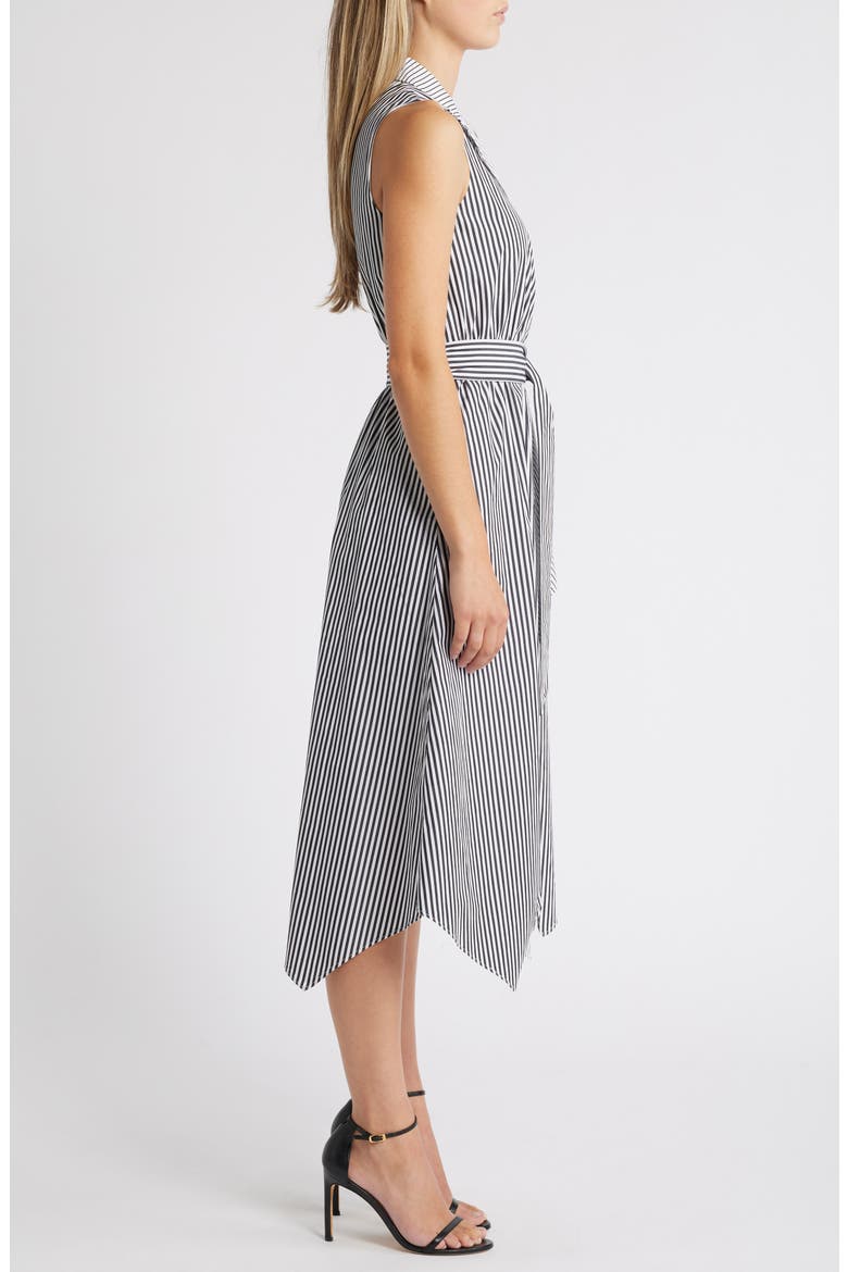 Belted Sleeveless Wrap Midi Dress, Alternate, color, ANNE WHITE/ ANNE BLACK