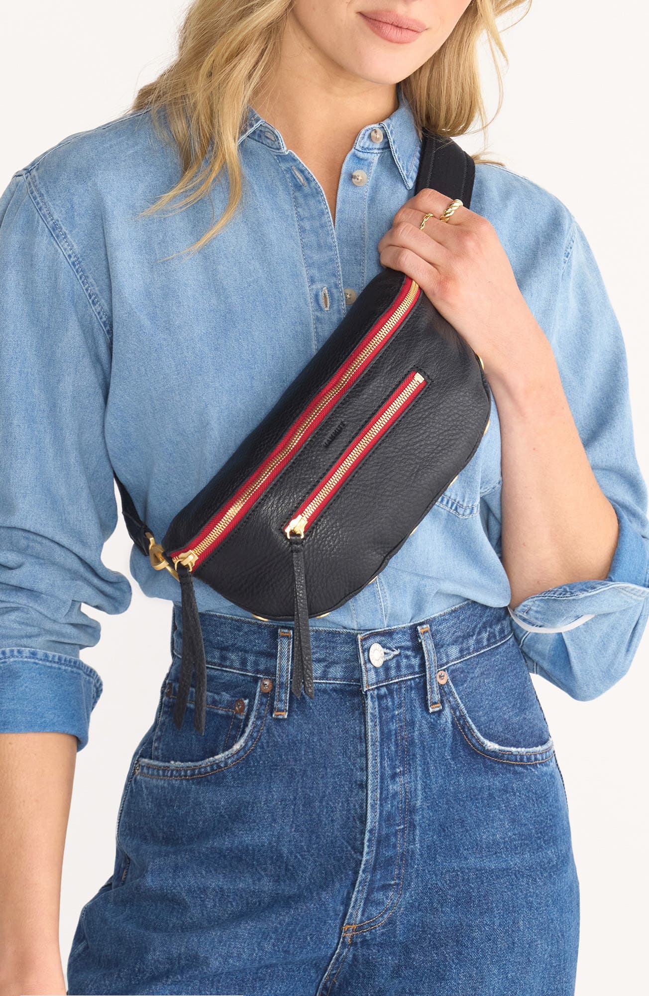 HAMMITT Charles Large Crossbody Bag, Alternate, color, Black/ Brushed Gold