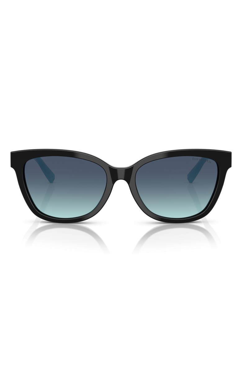 Tiffany & Co. 55mm Gradient Cat Eye Sunglasses, Main, color, Black / Azure Gradient Blue