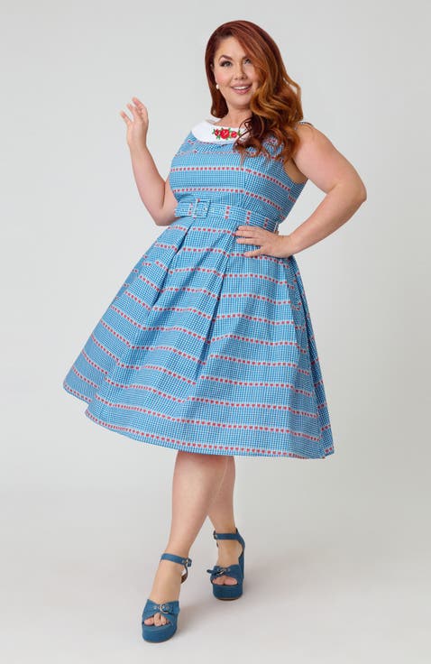 Plus Size 1960s Dancing Doll Swing Dress
