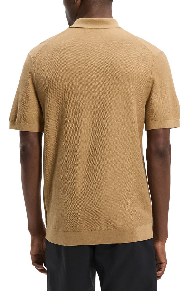 Theory Silk & Cotton Piqué Polo Sweater, Alternate, color, Fresh Khaki