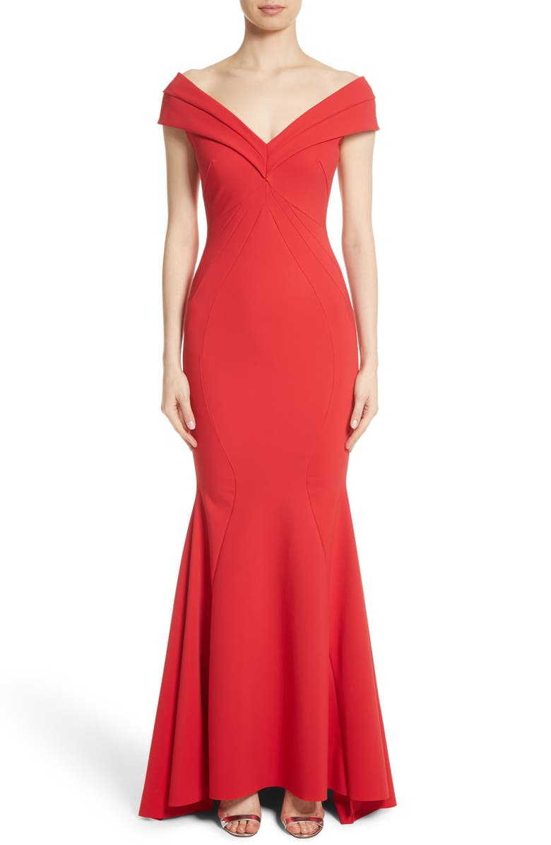 Chiara Boni La Petite Robe Tally Off the Shoulder Trumpet Gown, Main, color,