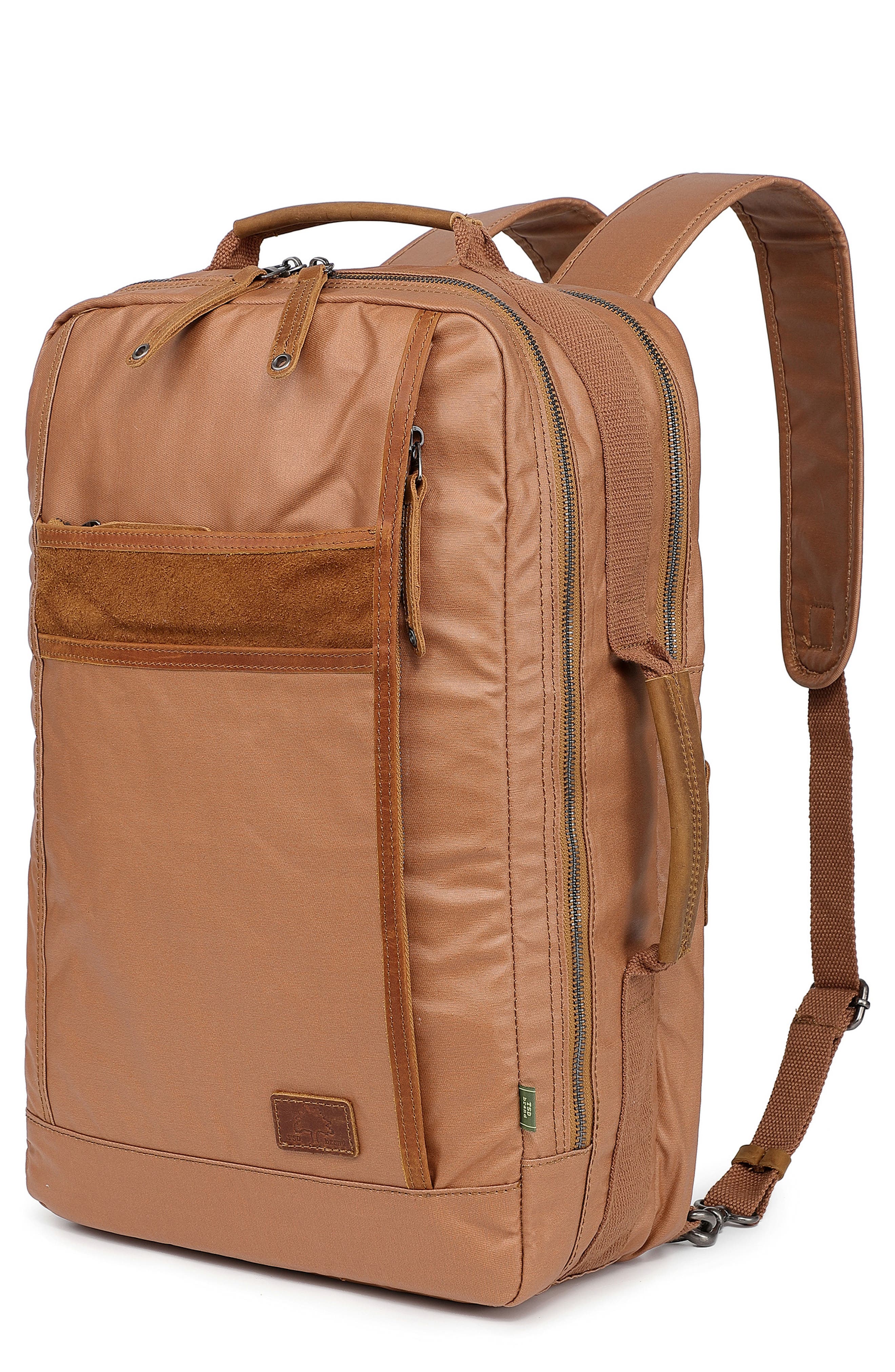 Madrone Coated Cotton & Leather Backpack