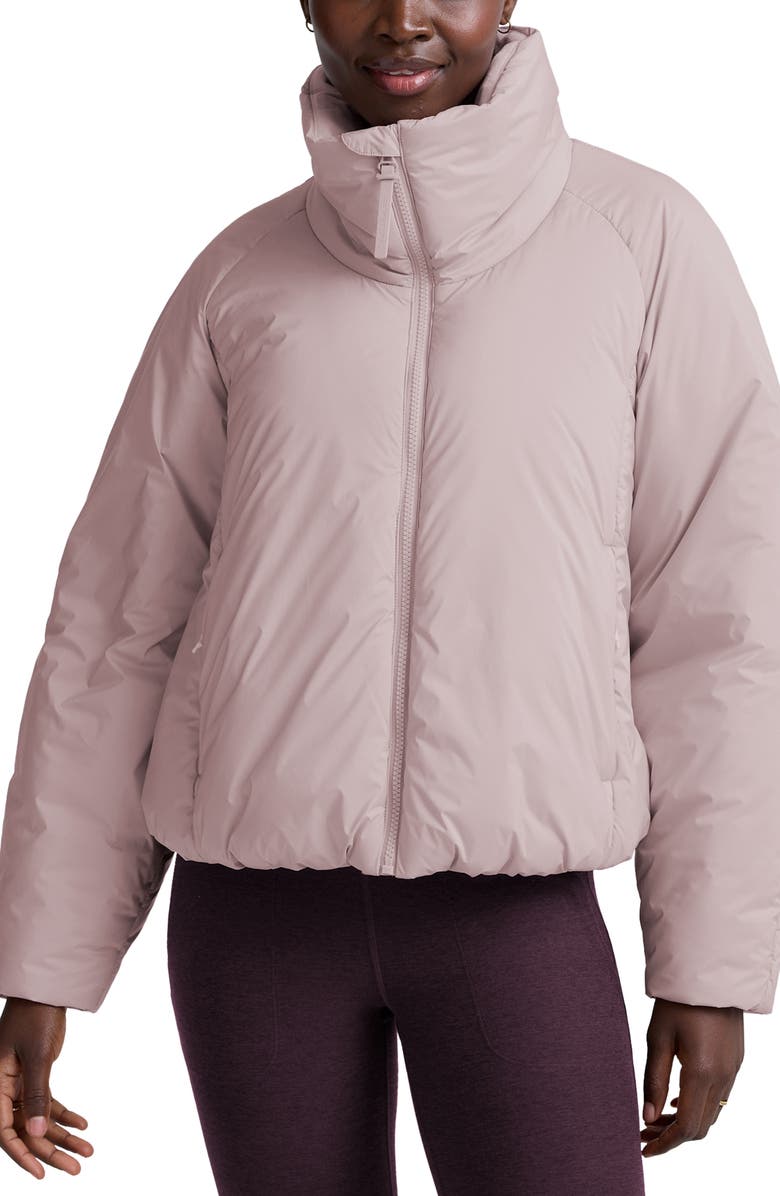 Beyond Yoga Warm Up Water Repellent Puffer Jacket, Main, color, Pale Pink