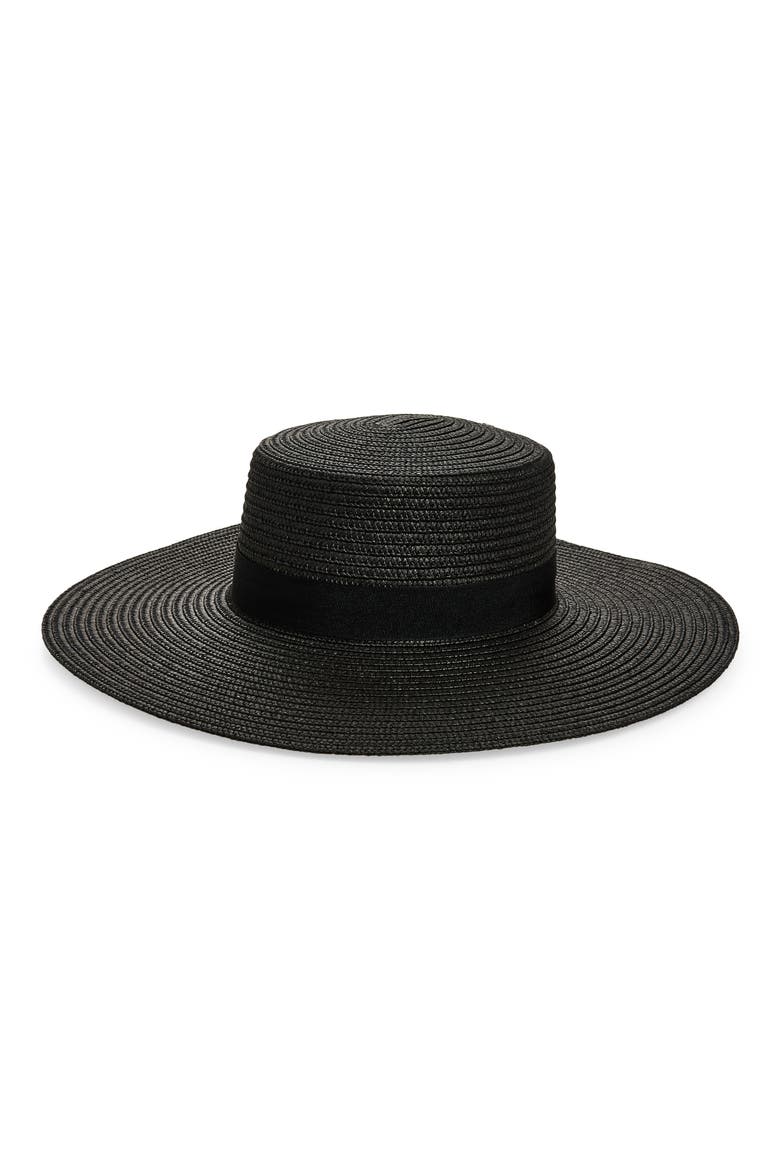 Structured Boater Hat, Main, color, BLACK