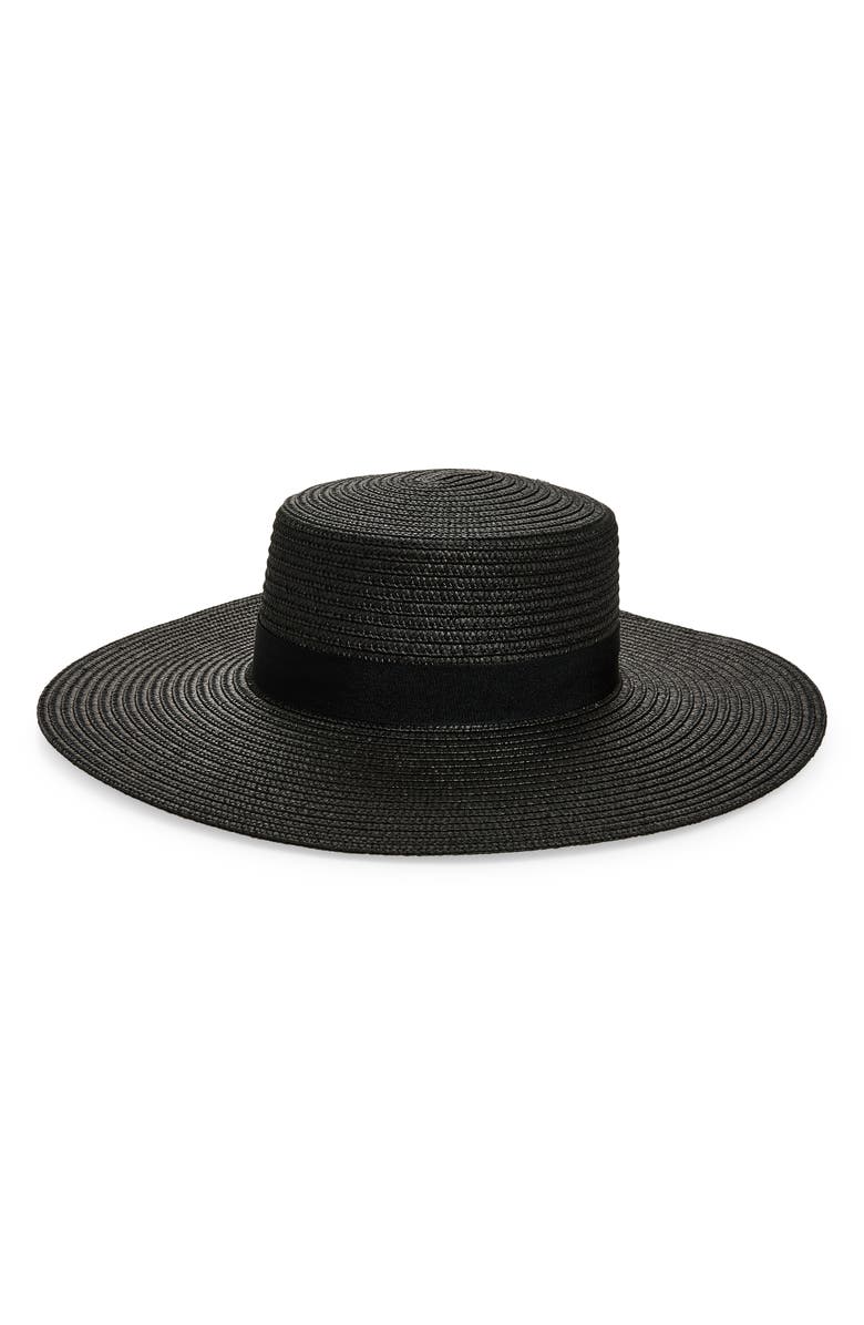 NORDSTROM RACK Structured Boater Hat, Main, color, Black