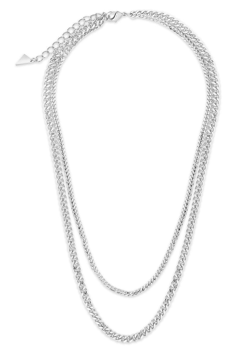 14K Gold Plated Everyday Layered Curb Chain Necklace, Alternate, color, SILVER