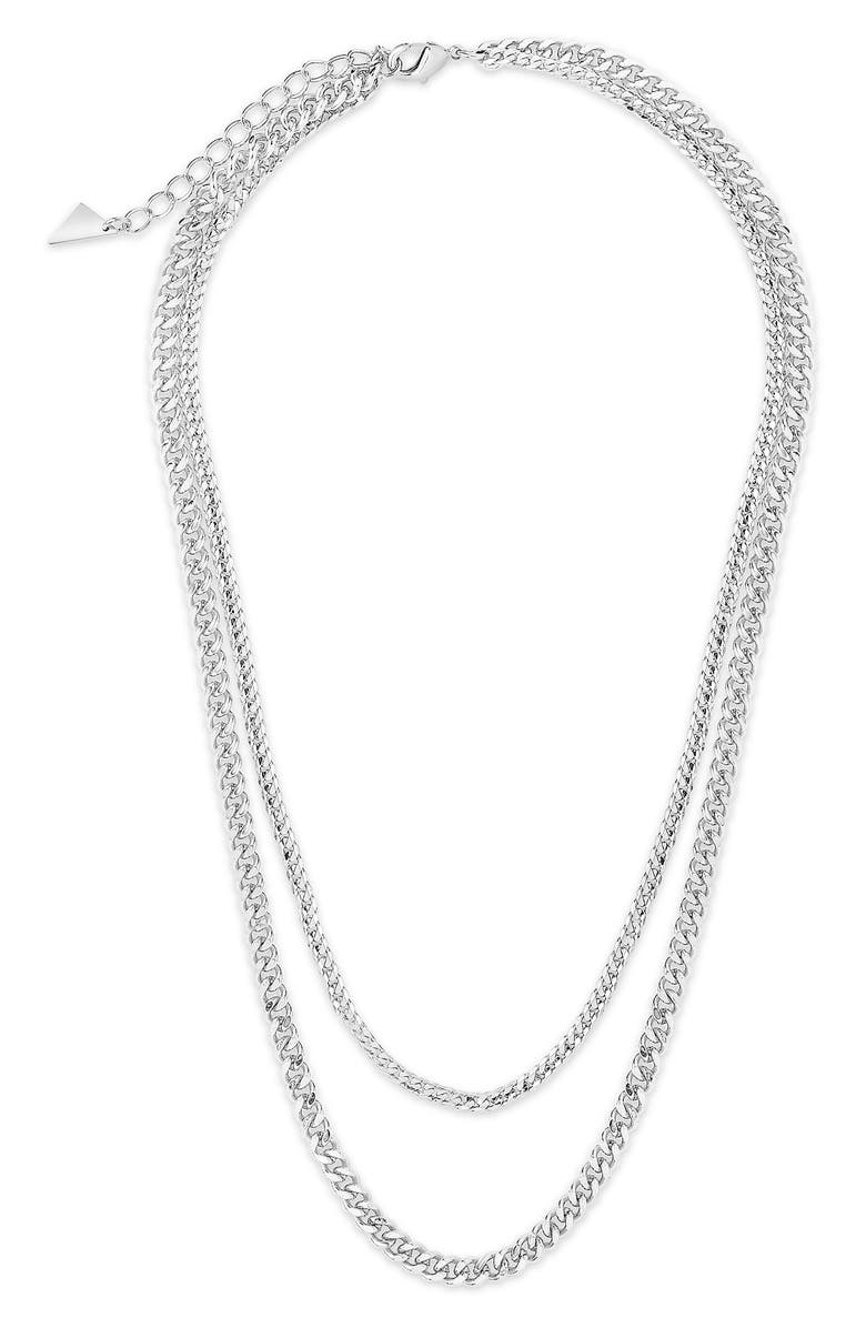 Sterling Forever 14K Gold Plated Everyday Layered Curb Chain Necklace, Alternate, color, Silver