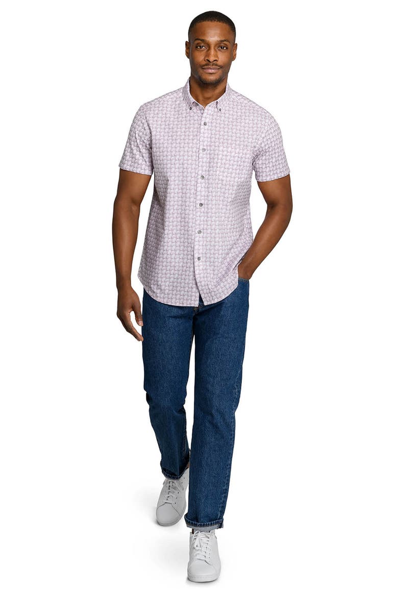 Faded Square Short Sleeve Button-Down Shirt, Alternate, color, MAROON