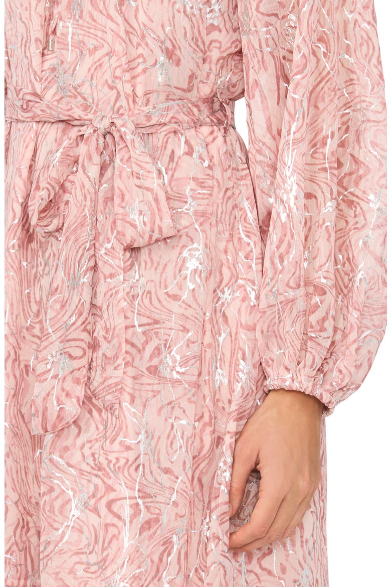 Long Sleeve Tie Waist Dress, Alternate, color, CAMEO ROSE