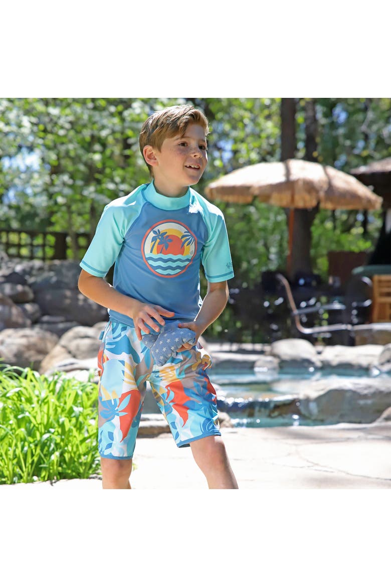 Retro Board Shorts, Alternate, color, Beach Picasso
