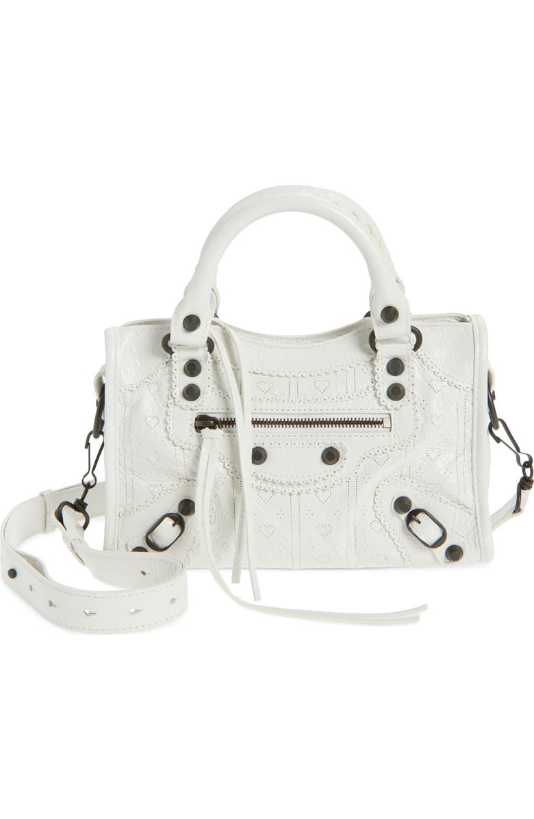 Balenciaga Mini Le City Brogue Bag, Main, color, Optic White