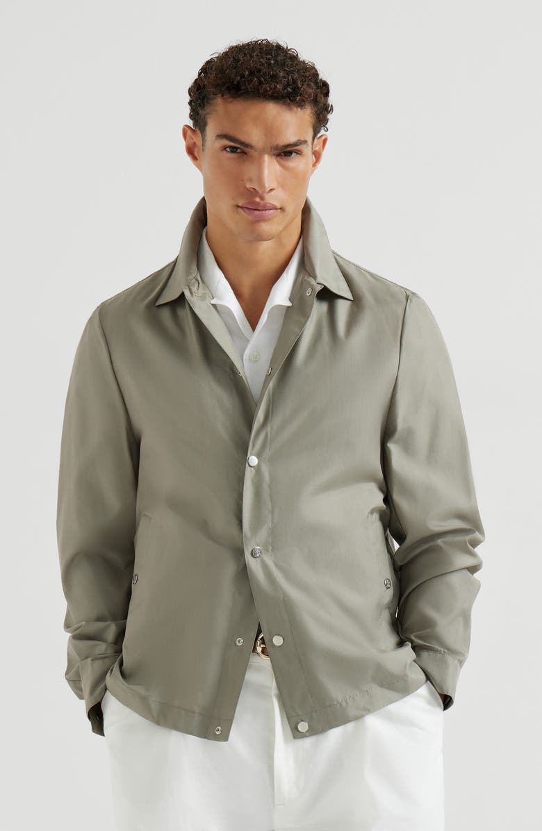 Brunello Cucinelli Silk outerwear jacket, Alternate, color, Khaki