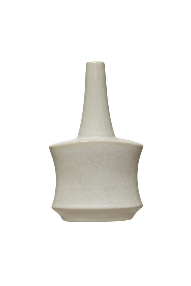 Stoneware Vase with Reactive Glaze, Matte White, Main, color, White
