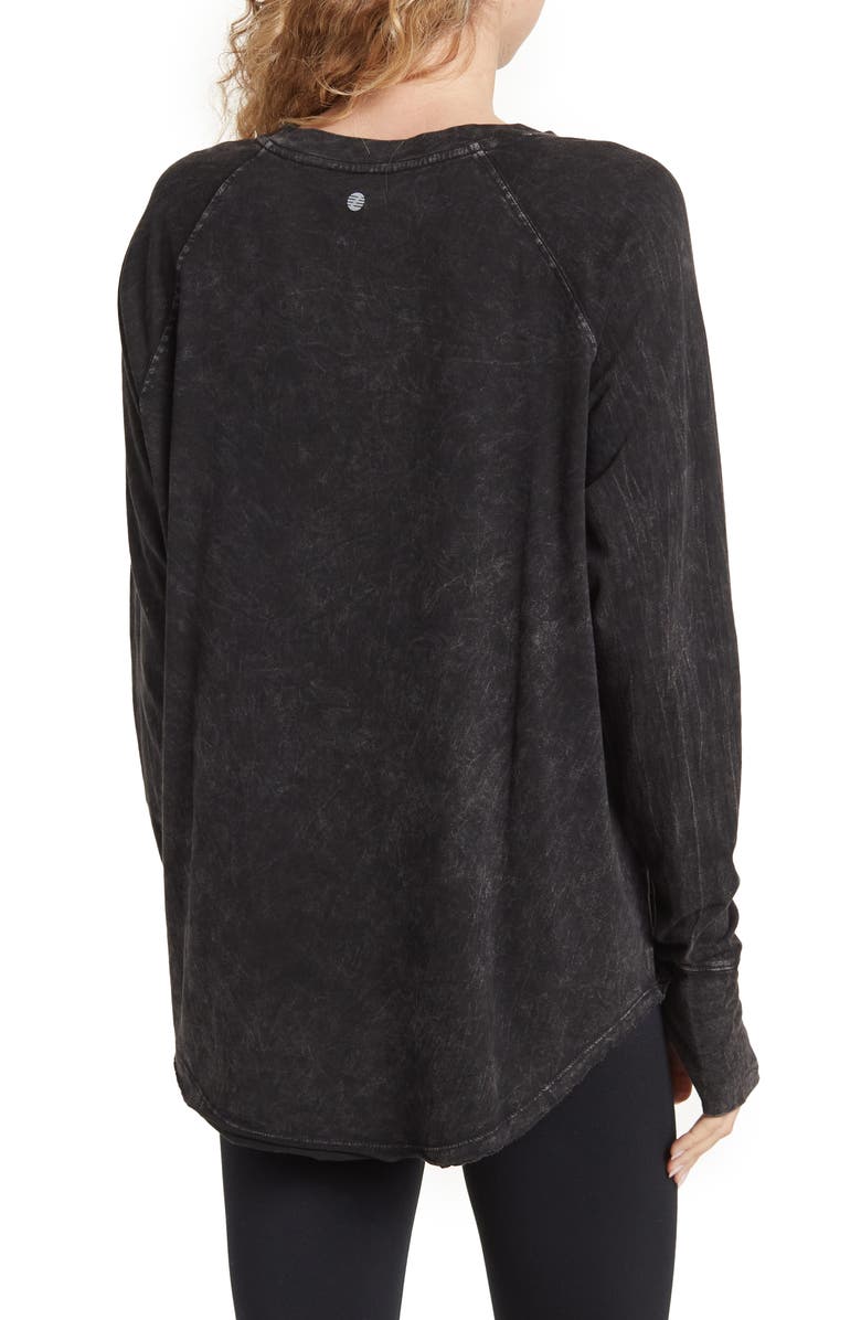 Z by Zella Vintage Wash Relaxed Long Sleeve Tee, Alternate, color, Black