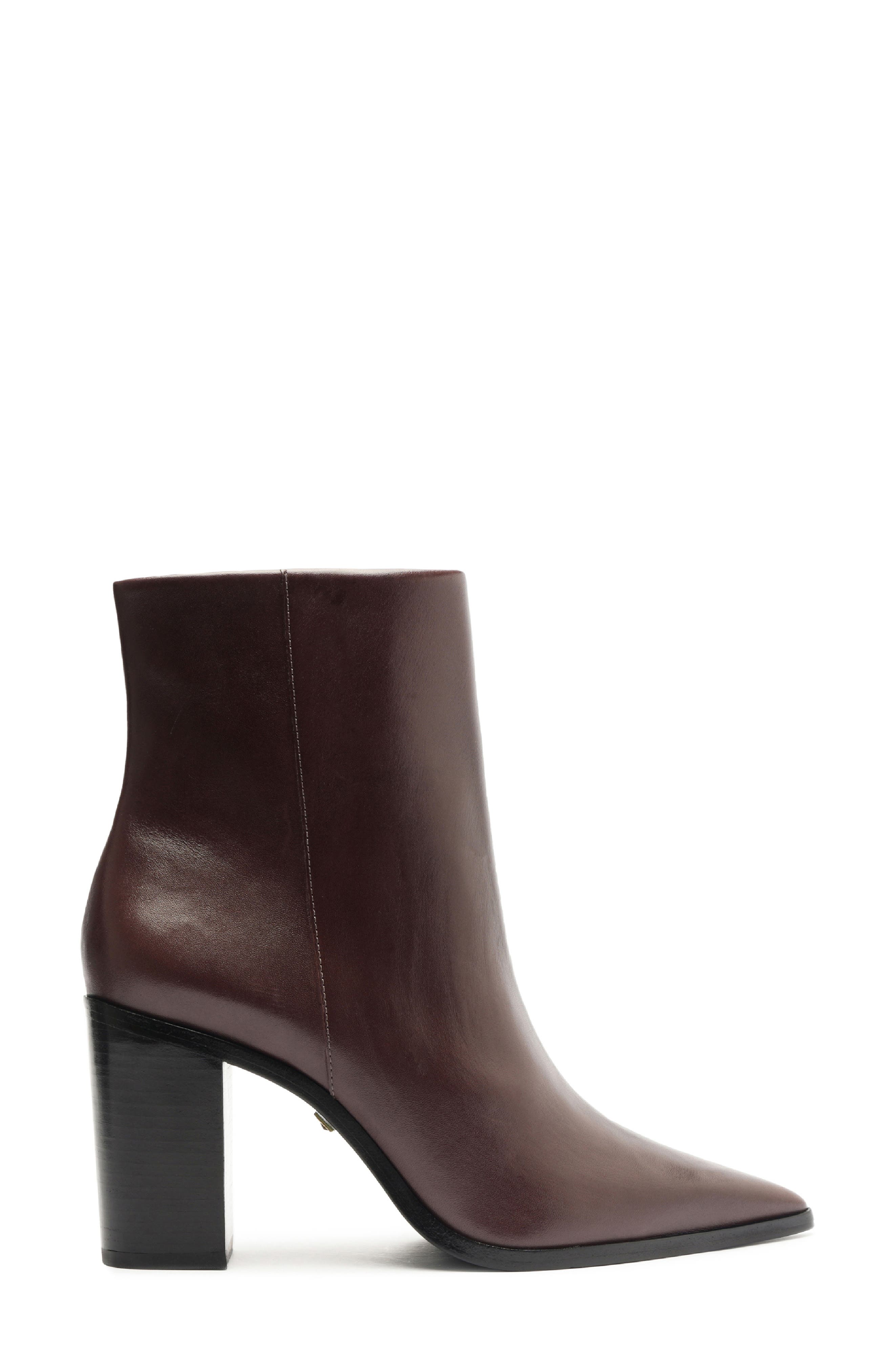 Mikki Pointed Toe Block Heel Bootie, Alternate, color, BROWN