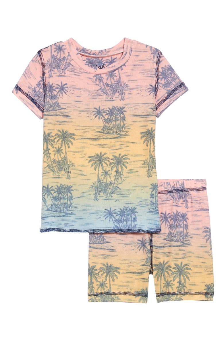 PJ Salvage Tropical Print Two-Piece Pajamas, Main, color, 
