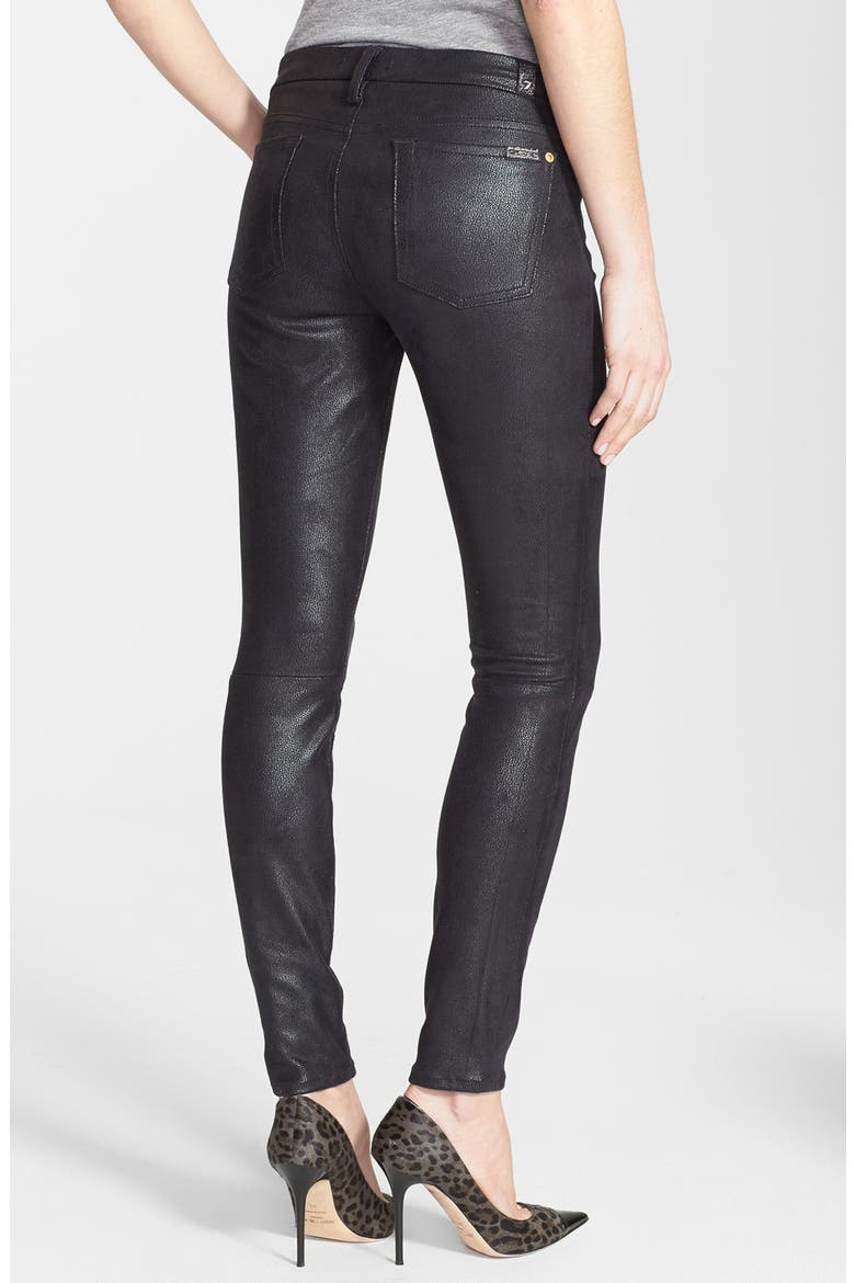 7 For All Mankind® 'The Skinny' High Rise Faux Leather Skinny Pants, Alternate, color, BLACK