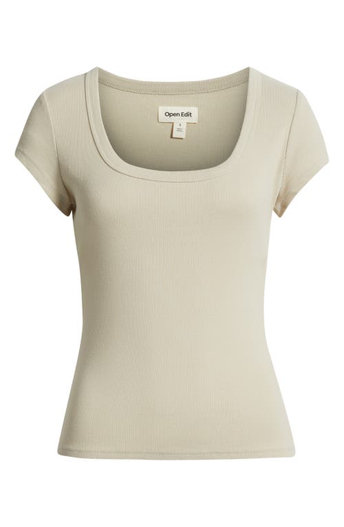Open Edit Scoop Neck Stretch Cotton T-shirt In Green