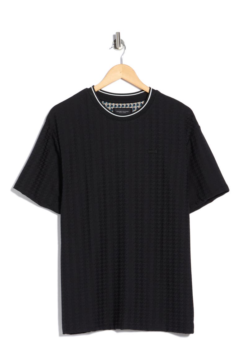 Textured Knit T-Shirt, Alternate, color, BLACK WITH WHITE TIPPING