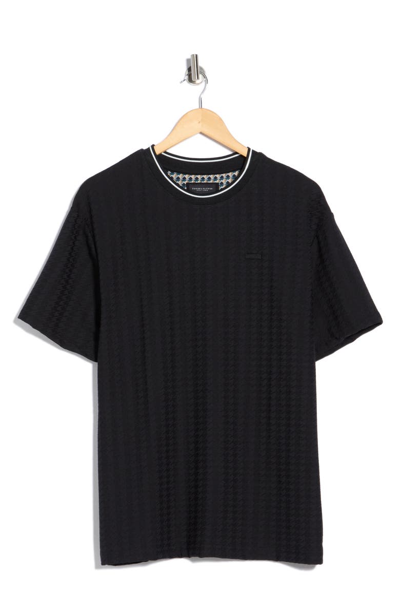 DENIM AND FLOWER Textured Knit T-Shirt, Main, color, Black With White Tipping