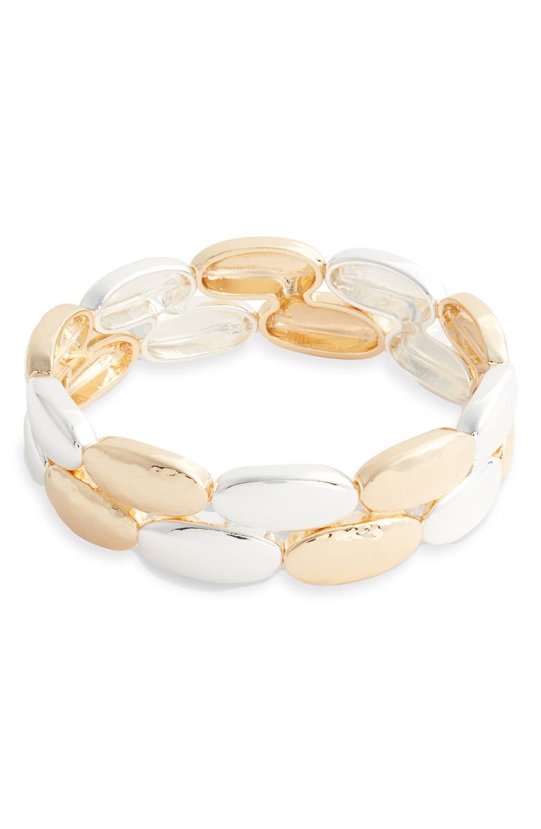 Nordstrom Two-Tone Oval Stretch Bracelet, Main, color, 