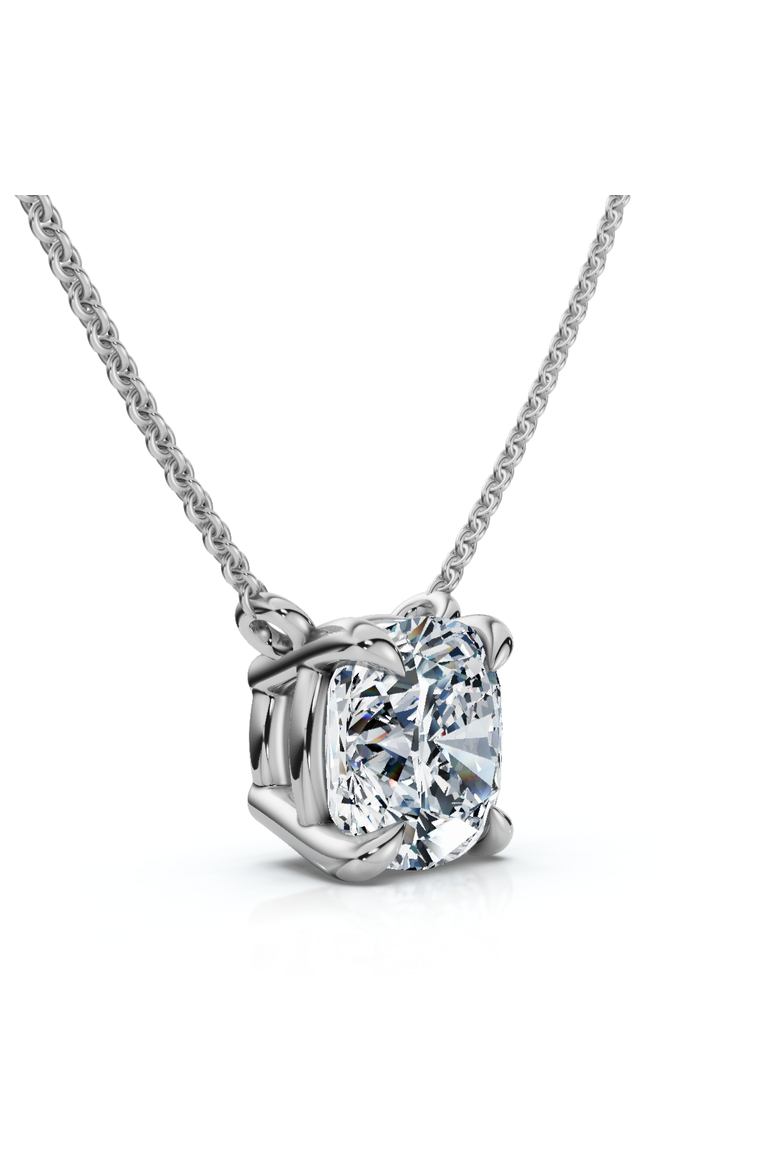 1Ct Cushion Solitaire Diamond Pendant 14k Gold 18" Necklace Lab Grown, Alternate, color, White Gold