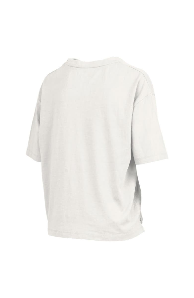 PRESSBOX Women's Pressbox White Miami Hurricanes Nelson Arch Over Logo Waist Length Oversized Slub T-Shirt, Alternate, color, White