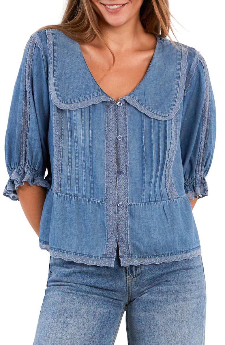 Billy T Enjoy the Moment Denim Button-Up Shirt, Main, color, Denim