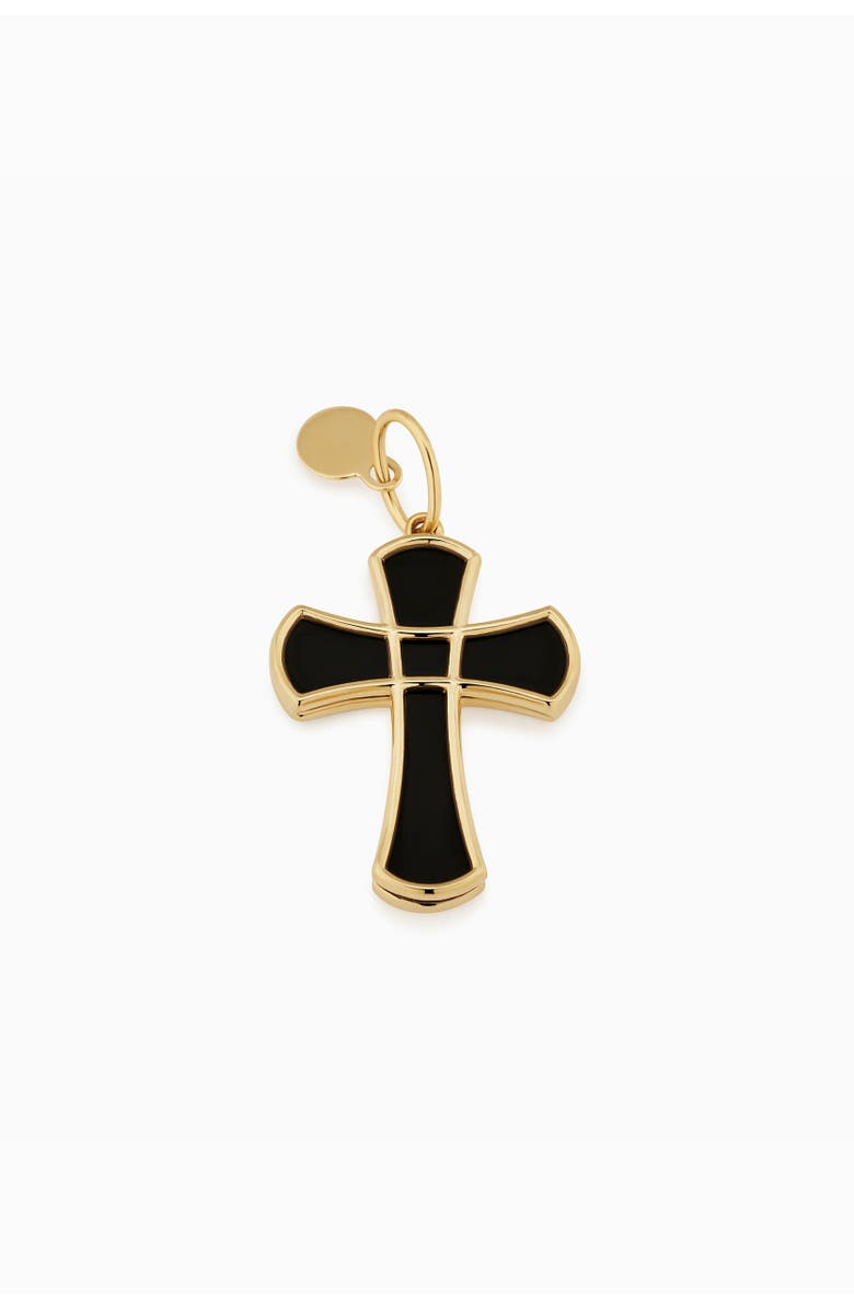 Oradina 14K Gold Bless Me Cross Pendant Charm, Main, color, 14K Gold, Black Onyx