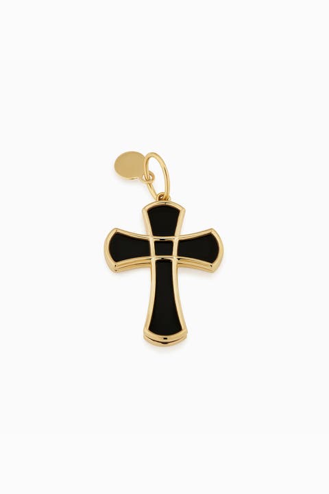 14K Gold Bless Me Cross Pendant Charm