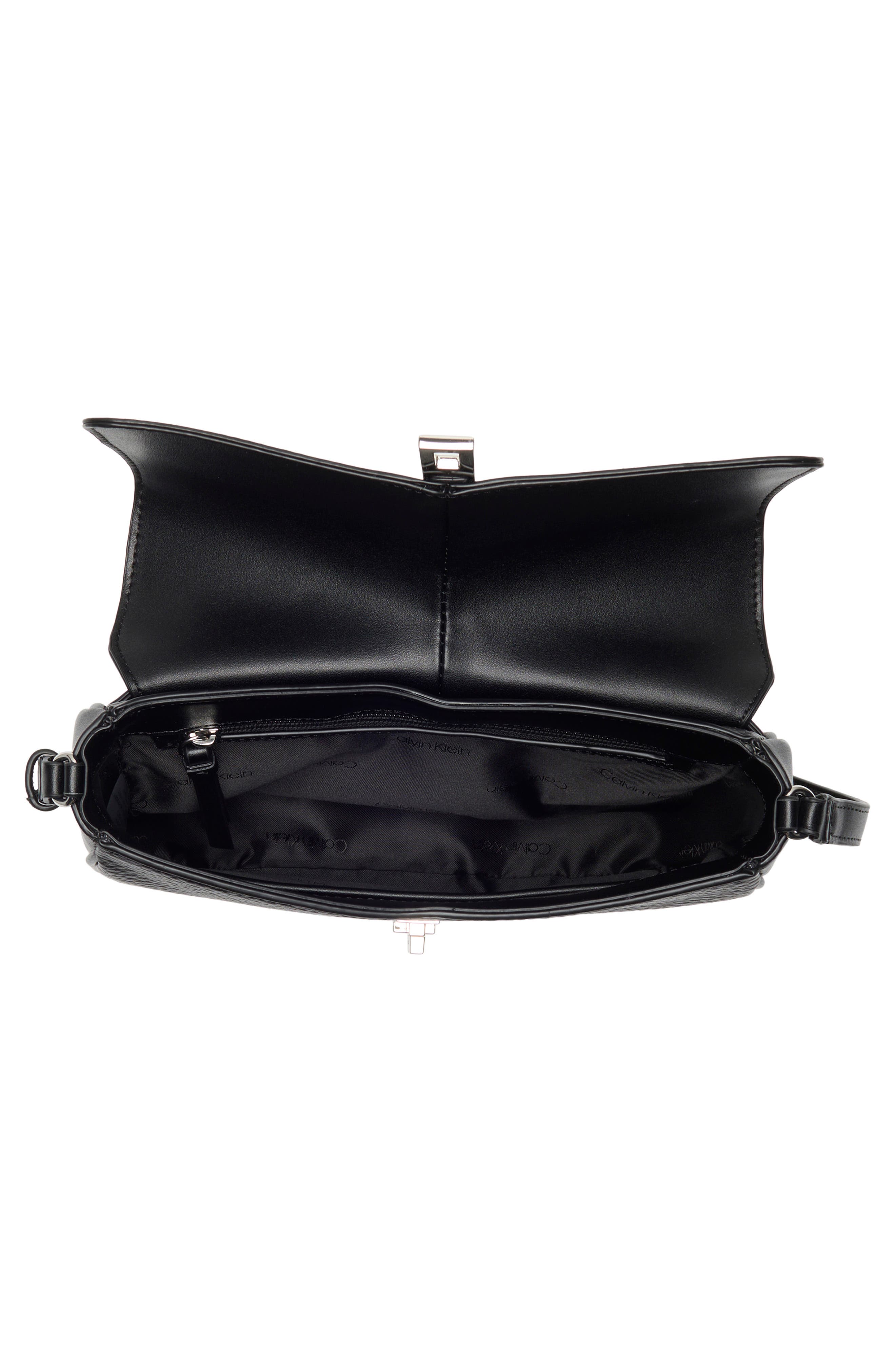 Calvin Klein Liliana Faux Leather Crossbody Bag, Alternate, color, Black/ Silver