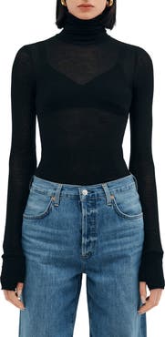 Two Lines by Marcella Tallin Sheer Turtleneck Top