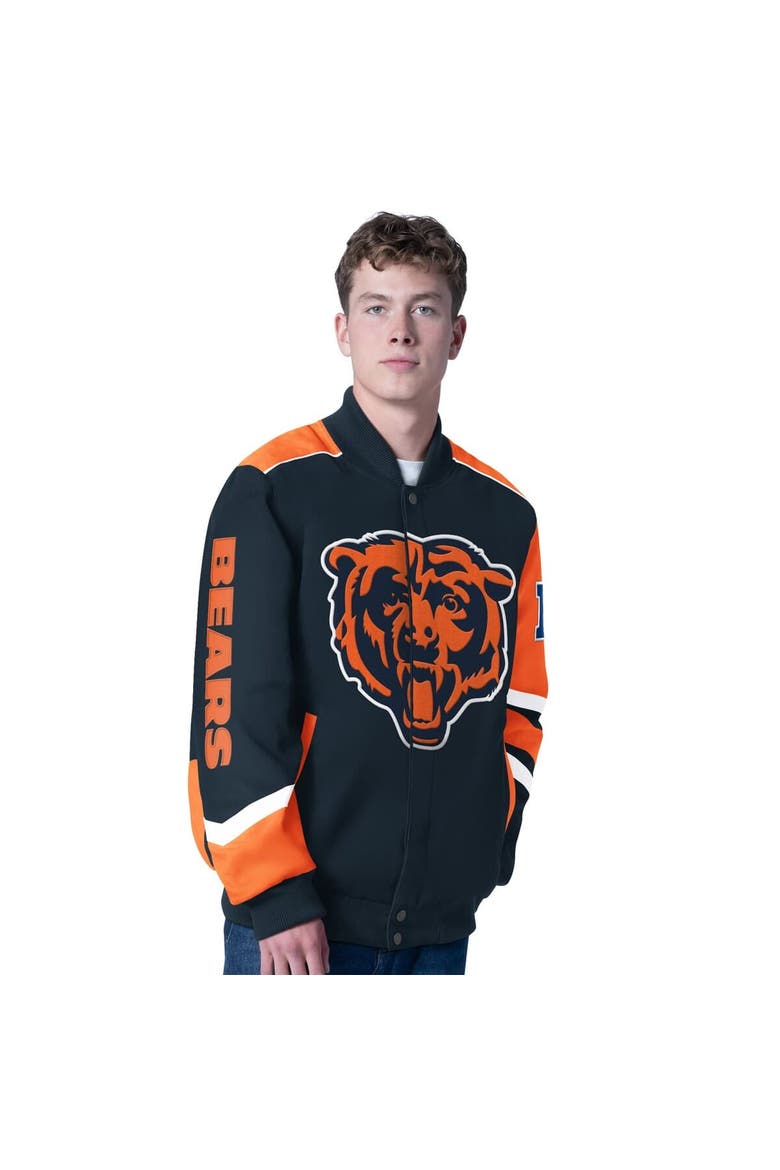 Men's G-III Sports by Carl Banks Navy Chicago Bears Prime Time Full-Zip Racing Jacket, Main, color, Navy