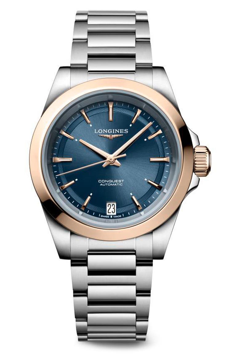 Conquest Automatic Bracelet Watch, 34mm, Main, color, BLUE