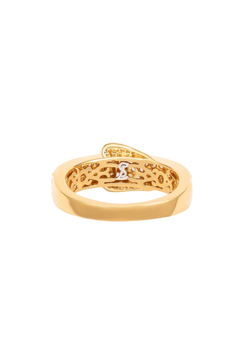 Pavé Cubic Zirconia Buckle Ring, Alternate, color, GOLD
