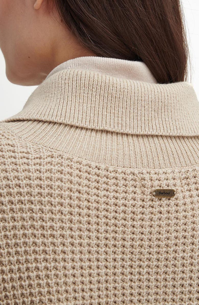 Barbour Woodside Long Sleeve Waffle Knit Cotton & Wool Polo Sweater, Alternate, color, Oatmeal