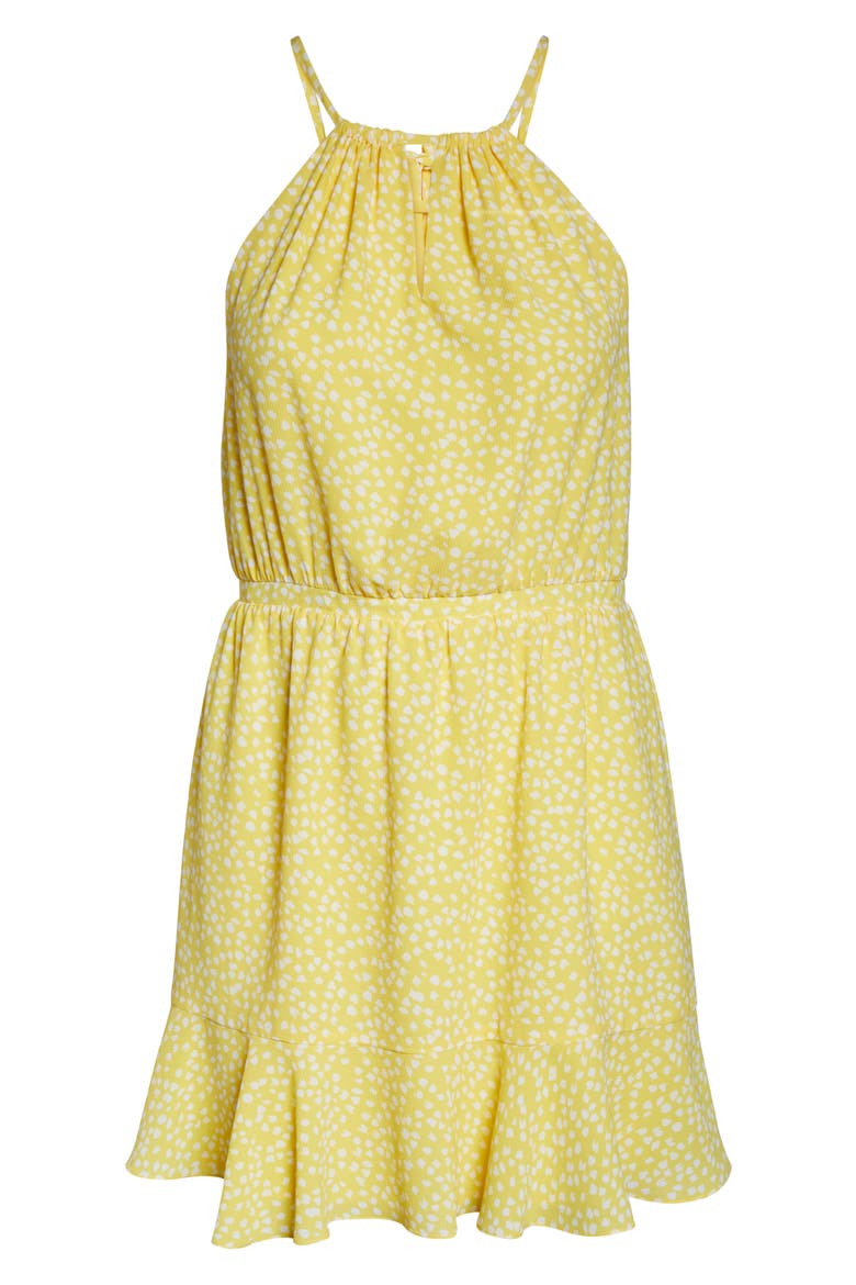 Gibson x Living in Yellow Calla Keyhole Halter Neck Dress (Nordstrom Exclusive), Alternate, color, YELLOW BRUSH DOT