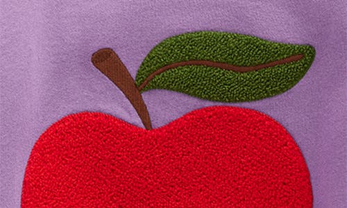 Mini Boden Kids' Apple Appliqué Cotton Graphic Sweatshirt In Purple
