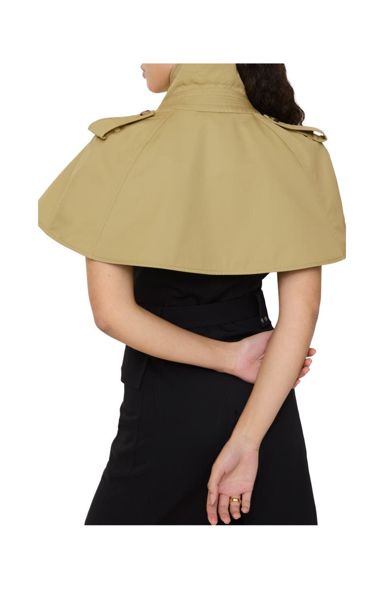 Burberry Gabardine Trench Capelet, Alternate, color, Hamper Beige