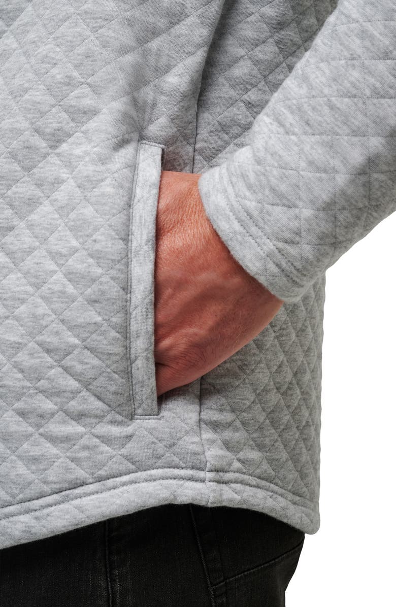 TravisMathew Transatlantic Quilted Henley Pullover, Alternate, color, Heather Light Grey