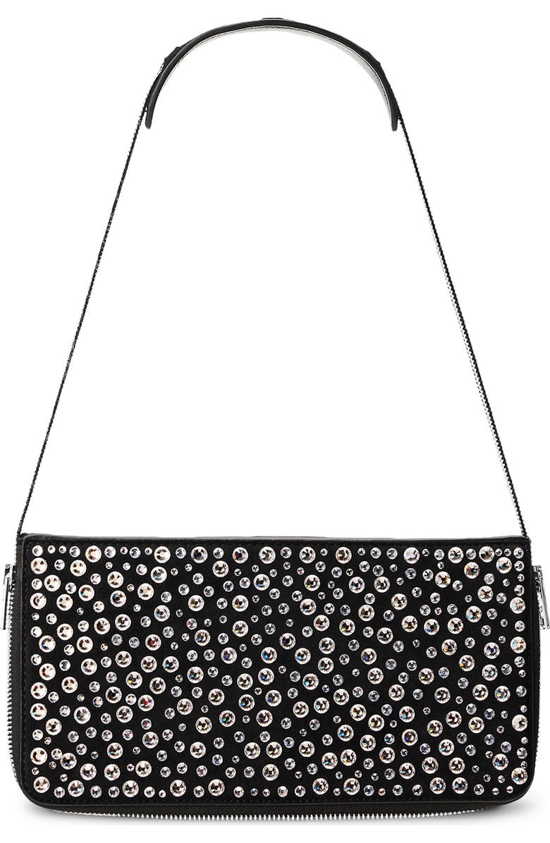 Alexander Wang Siren Pochette Crystal Embellished Leather Shoulder Bag, Main, color, Black