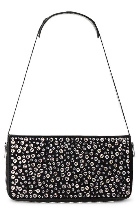 Siren Pochette Crystal Embellished Leather Shoulder Bag