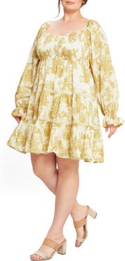 FLYING TOMATO Print Long Sleeve Dress