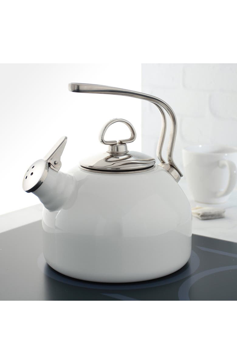 CHANTAL Classic Enamel-on-Steel Teakettle, 1.8 quart, Alternate, color, White