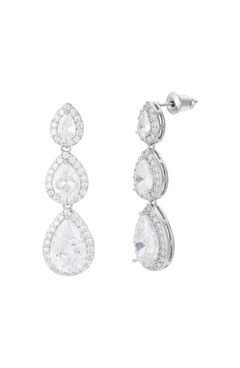 Untamed Petals Dynasty Crystal Drop Earrings, Main, color, Silver
