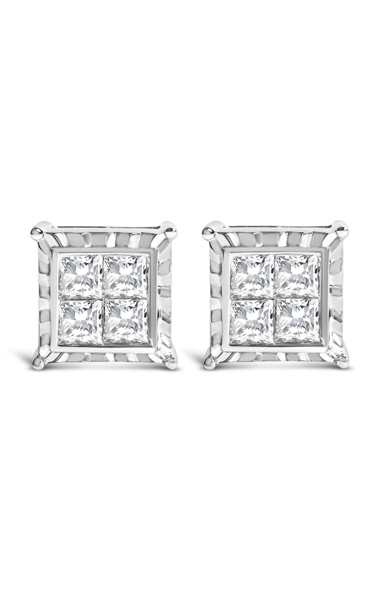 Haus of Brilliance 14K White Gold 2.0 Cttw Lab Grown Diamond Wavy Quad Stud Earrings, Main, color, White