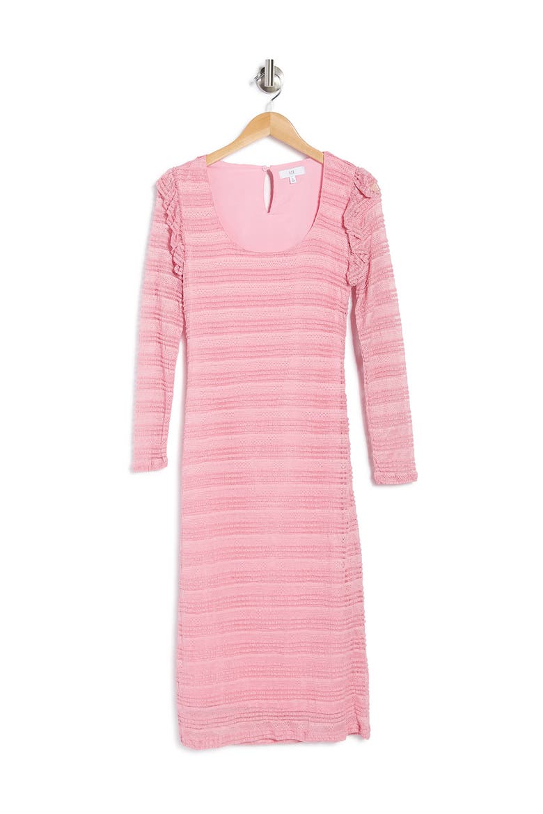 Stripe Long Sleeve Midi Dress, Alternate, color, PINK