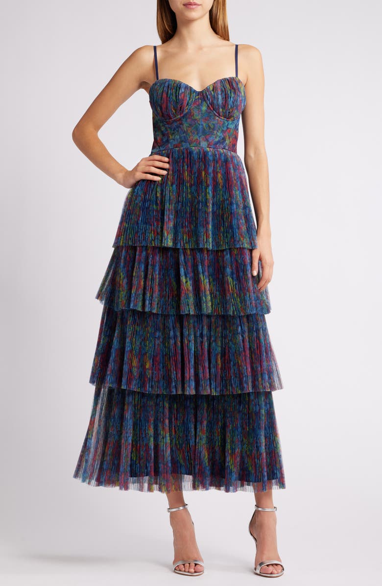 Hutch Tiered Bustier Dress, Main, color, Slate Wild Garden Floral
