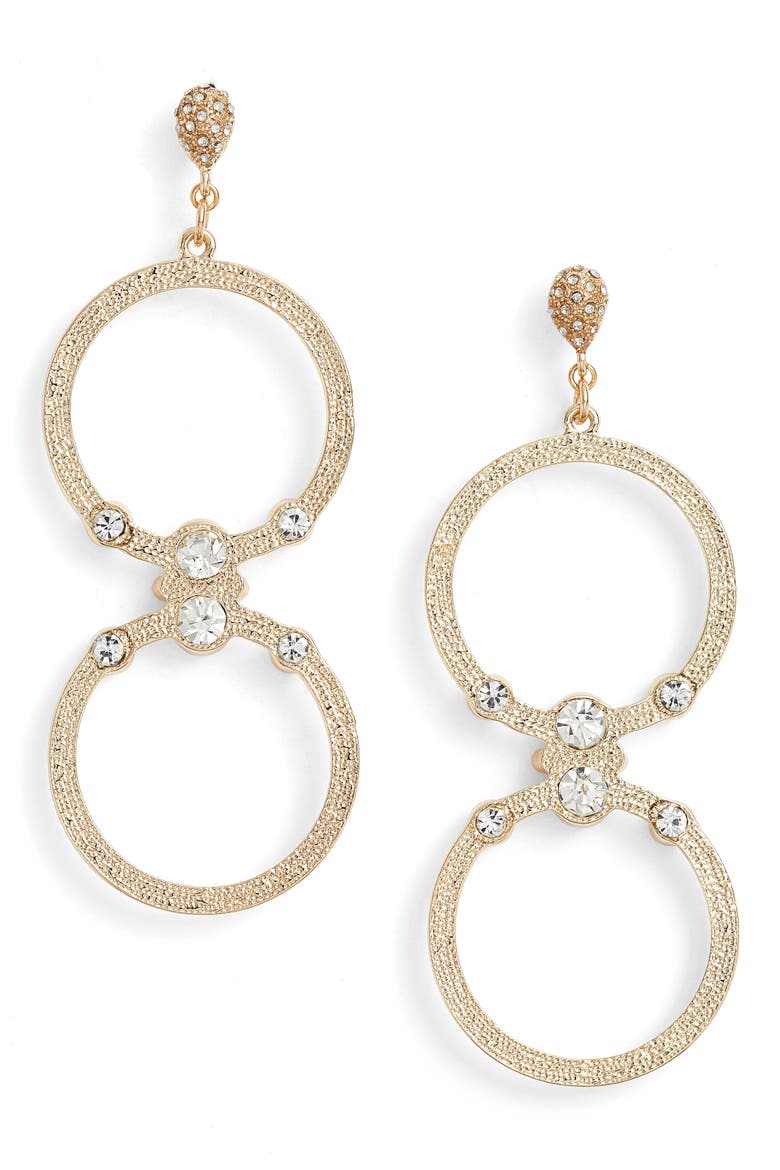 Double Hoop Earrings, Main, color, GOLD
